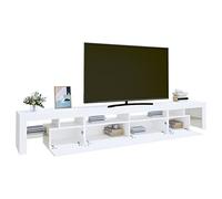 Tidyard Mueble para TV con Luces LED Soporte Armario Aparador Estante Salón Sala de Estar Dormitorio Decoración Entretenimiento,Mueble Comedor Televisor Bajo de Estilo Blanco 260 x 36.5 x 40 cm