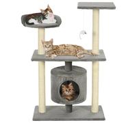 Tidyard Rascador para Gatos con Casa y Juguete Colgante - Múltiples Alturas, Felpa Suave, 70x45x95 cm