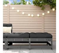 Tidyard - Reposapiés de jardín y cojines de 2 piezas, color gris, madera de pino macizo, conjunto de muebles de jardín, sofá de jardín, confort de asiento, salón de jardín al aire libre, para balcón