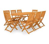 Tidyard Set Comedor de Jardín Plegable 9 Piezas Juego de Mesa y Sillas de Terraza Patio Conjunto Casa Exterior Sillones Aire Libre Mesa Silla Madera Maciza de Acacia