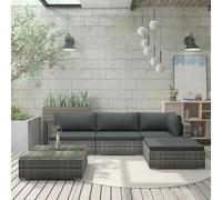Tidyard Set de Muebles de jardín 5 pzas y Cojines ratán sintético Gris