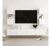 Tidyard Set de Muebles de salón TV 6 Piezas Madera de ingeniería Blanco