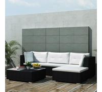 Tidyard Set Muebles de jardín 5 Piezas y Cojines ratán sintético Negro
