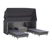 Tidyard Sofá Cama Extensible 3 plazas con Capota ratán sintético Gris