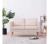 Tidyard Sofá de 2 Plazas Moderno Para Salón y Dormitorio - Chaise Longue Con Respaldo - Módulos de Salón en Tela Crema