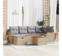 Tidyard Sofá de Jardín Modular 6 Piezas Beige - Rattan Sintético, Impermeable, con Cojines Desmontables Modelo LYKLYD-3359483ES