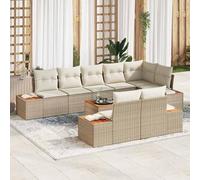 Tidyard Sofá Modular de Exterior 9 Piezas Beige con Almacenamiento - Polirratán de Alta Resistencia Modelo LYKLYD-3348117ES