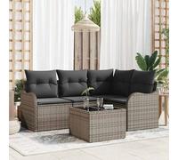 Tidyard Sofá Modular de Rattan con Cojines Desmontables para Exterior, 4 Piezas, Color Gris, Diseño Elegante Modelo LYKLYD-3345689ES