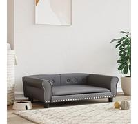 Tidyard Sofá para Mascotas,Camas para Perros,Sofás y Sillas para Perros,Sofá Cama para Perros Gatos Medianos Pequeños de Cuero sintético Gris 95x55x30 cm