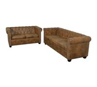 Tidyard Sofás Chesterfield de 2 y 3 plazas marrón