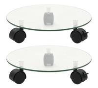 Tidyard Soporte Ruedas para macetas Redondo Vidrio Templado 28cm 2 uds