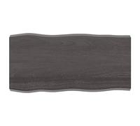 Tidyard Tablero de mesa de madera maciza, tablero de madera para mesa de comedor, mesa de café, mesa de jardín, 100 x 50 x 6 cm, madera maciza de roble tratado borde del árbol