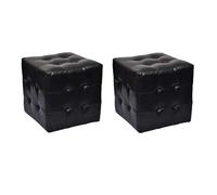 Tidyard Taburetes Cubo Puff Taburete Cubo Negros 30 × 30 × 30 cm