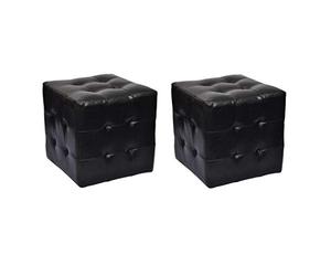Tidyard Taburetes Cubo Puff Taburete Cubo Negros 30 × 30 × 30 cm