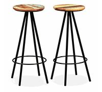 Tidyard Taburetes de Bar - Juego de 2 sillas de recuperación de madera maciza de bar - Taburete alto para cocina, salón, comedor, café, estilo C
