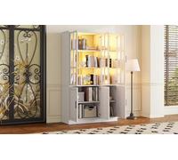 Tidyard Vitrina de 6 Puertas con Iluminación LED y Puertos USB - 121,5 x 40 x 200 cm Salas de Estar y Comedores Modelo YFXLYD-N625P370175176177W