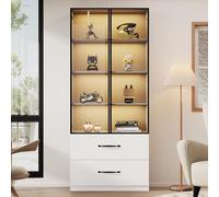 Tidyard Vitrina LED de 60x40x160 cm con Estantes Iluminados y Cajones - Diseño Elegante y Almacenamiento Versátil Modelo YFXLYD-N880P4018601W