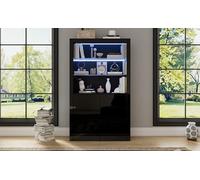 Tidyard Vitrina Negra Moderna con Iluminación LED - 100 x 35 x 170 cm, para Sala de Estar Modelo YFXLYD-N625P284314315