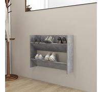 Tidyard Zapatero colgante de pared para zapatos, estante de pared, organizador de zapatos, zapatero de pared con base basculante, equipado, material de madera, gris hormigón, 80 x 18 x 60 cm