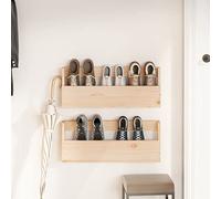 Tidyard Zapatero de pared, 2 unidades, madera maciza de pino, 59 x 9 x 23 cm