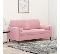 TidyardSofá de 2 plazas con Cojines Terciopelo Rosa 140 cm