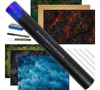 Tidyboss DND - Paquete de expansión | 3 alfombrillas de doble cara de 24 x 36 pulgadas | 6 terrenos con lava, mar, bosque, cueva, pantano y desierto | Incluye 2 marcadores de borrado en seco, borrador