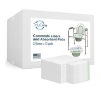 TidyCare Revestimientos para inodoro y almohadillas absorbentes para asiento de inodoro portátil y bandeja de cama, paquete combinado XL de 72 bolsas de basura desechables y 72 almohadillas, forros y
