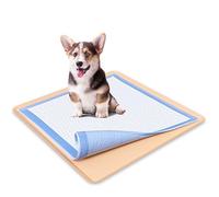 TidyFriend - Soporte para almohadillas para orina de perro de 24 x 24 pulgadas, tapete de silicona flexible enrollable con borde suave, limpieza rápida y soporte para almohadillas para perros (beige)