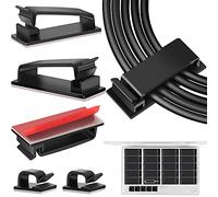 TidyHelper 50 clips negros para organización de cables, organizadores de cables grandes, 9.5 pulgadas, gestión de cables debajo del escritorio