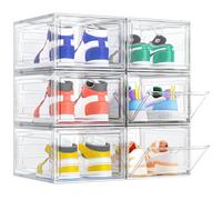 TidyTrove Cajas de Zapatos, 6 Cajas de Almacenamiento de Zapatos de Plástico Transparente Apilables, Contenedores Organizadores de Zapatos con tapas para Mujeres/Hombres, Blanco