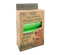 Tidyz, 32 cm x 36 cm, verde, 5025364014598, paquete de 100 bolsas degradables para excrementos de perro, muy fuertes, incluye asas de amarre