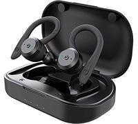 TIE Audio Auriculares inalámbricos con Powerbank (Bluetooth 5.0, para Actividades al Aire Libre y Deportivas, iOS y Android, hasta 10 Horas de teléfono o Escuchar música), Color Negro