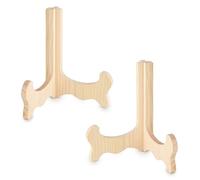 TIE-DailyNec 2 Piezas de Soporte de Madera para Platos, 6,3 Pulgadas de Bambú Titular de la Placa, Soporte de la Postal para la Presentación de Platos, DVD, Marcos de Fotos