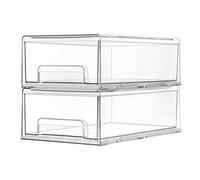 TIE-DailyNec 2 Piezas Organizador Cosmético Grande de Acrílico, Organizador de Cajones Apilable Transparente para Cosméticos, Baño, Cuidado de la Piel, Joyas, 33,5 x 20,5 x 11 cm