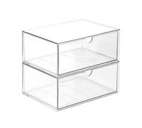 TIE-DailyNec 2 Piezas Organizador de Cosméticos Apilable, Organizador de Maquillaje Acrílico Transparente, Cajón de Almacenamiento de Escritorio, Vitrina Acrílica para Cosméticos, Baño