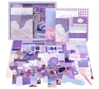 TIE-DailyNec 348 Piezas Scrapbooking Kit, Vintage Papeleria Aesthetic, Stickers Accesorios, Scrapbooking Materiales con Cuaderno A6 y Herramientas DIY para Álbumes de Fotos (Morado)