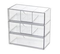 TIE-DailyNec 3PCS Cajón Acrílico Organizador, Organizador de Maquillaje Apilable con Cajón, Almacenaje de Cosméticos Transparente para Sombras