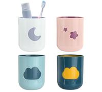 Tie-DailyNec 4 Piezas Taza Cepillo de Dientes, Taza Enjuague Bucal, Porta Cepillo de Dientes con Dibujo de Nube para Baño Taza Bucal Portátil de Viaje