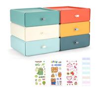 TIE-DailyNec 6 Cajoneras Apilables, Cajonera Organizadora de Cosméticos, Caja de Almacenaje con Cajones, Organizador de Maquillaje para Escritorios, Tocadores, Oficinas (6 colores)