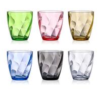 TIE-DailyNec 6 Pezzi Set di Bicchieri da Acqua in Plastica, 300ml Bicchieri da Bere in Plastica, Bicchieri da Bere Colorati Impilabili Riutilizzabili, Bicchieri da Campeggio Impilabili