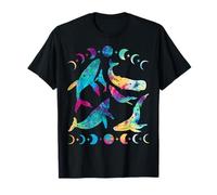 Tie Dye Ballena Fase Lunar Astrología Celestial Animal Océano Camiseta