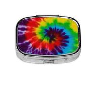 Tie Dye Colorido Arco Iris, Pastillero cuadrado para bolsillo o monedero, pequeño contenedor de pastillas, organizador de pastillas de viaje