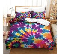 Tie Dye Graffiti Juego De Ropa De Cama Funda Nórdica 3D para Niños Niños Niñas Funda De Edredón Funda De Colcha 3 Piezas con Cierre De Cremallera Microfibra SuaveKing(220x240cm)