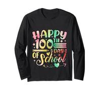 Tie Dye Happy 100th Day of School 100 Days of School Maestra Manga Larga