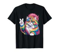 Tie Dye Peace Sign Hippie Mujer Hombre Retro Princesa Gato Camiseta