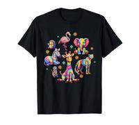 Tie Dye Safari Animales Colorido Hippie Animal Arco Iris Camiseta