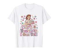 Tie teñido Retro con Estampado Floral y Leopardo de She's A Teacher I Can Tell Camiseta