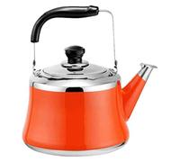 TIECHUINIUB Hervidor de gas silbante 304 de acero inoxidable ligero con boquilla retro tradicional para cocina o estufa, tetera de café, naranja, 1 litro