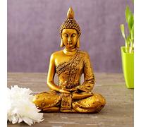 TIED RIBBONS Estatua de Buda para decoración del hogar | Figura de Resina | Dorada, 7.2 x 5.5 Pulgadas | Estatua de meditación de Buda Sentado para decoración del hogar, jardín al Aire Libre, Mesa