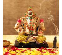 TIED RIBBONS Ganesh Idol murti Estatua Obra Maestra (16 cm x 14 cm x 7 cm) - Objeto Decorativo de la Estatua de Idol |Multicolor|Estándar